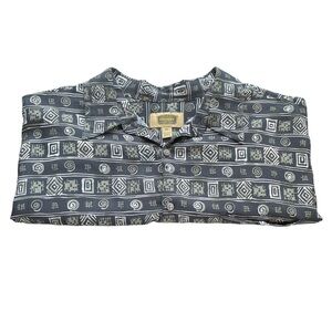 Foundry 100% Rayon Black and Tan Hawaiian Camp Short Sleeve Shirt in Size 2XL